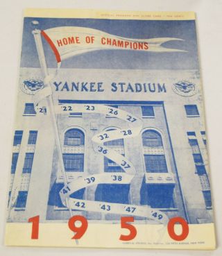 Vintage 1950 Yankees Official Program & Scorecard - Not Scored Vs.  Senators Bc1234