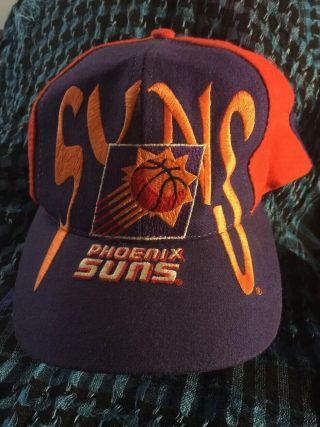 Vintage 1990s Phoenix Suns Nba Snapback Cap Ajd Script Hat Sharktooth 90s Retro