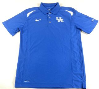 Nike Kentucky Wildcats Dri Fit Polo Shirt Men Medium Blue White Logo Lightweight