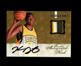 2007 - 08 Fleer Hot Prospects Kevin Durant Rpa Rc Rookie 3 - Color Patch Auto /399