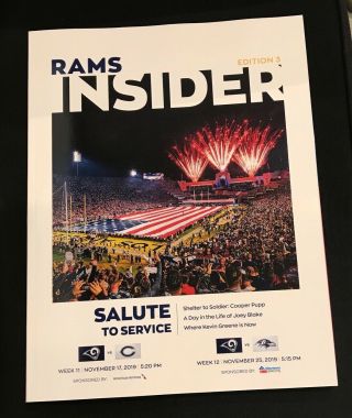 Nfl: Los Angeles Rams Vs.  Baltimore Official Game Program - 11/25/19