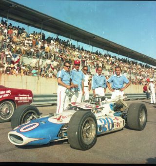 Y354f Vintage 1970s Indy Speedway Open Wheel Racing Car Auto 2 " Negative Photo
