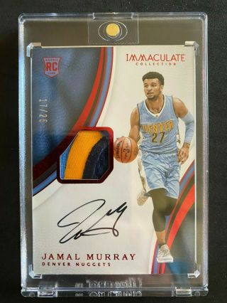 2016 - 17 Immaculate Jamal Murray Rpa Rc Nuggets Red Auto 3 - Color Patch Rc 17/25