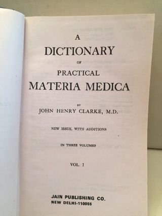 Dictionary Of Practical Materia Medica 3 Volumes Clarke Hardcover 1984 Jain 3