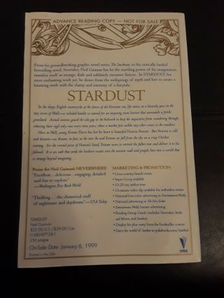 1st/1st Stardust Advance Reader ' s Edition Neil Gaiman Faerie Tale Movie 2nd Book 2