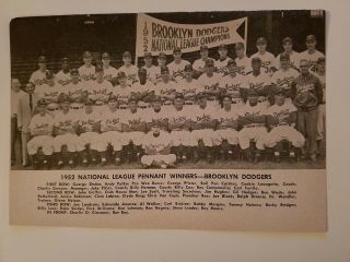 Dodgers 1952 Team Picture Jackie Robinson Gil Hodges Duke Snider Billy Cox