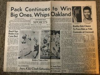 Bowl Ii/green Bay Packers Defeat Raiders/1968 Newspaper/lombardi Finalgame