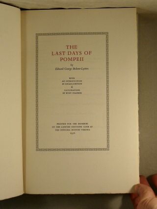 THE LAST DAYS OF POMPEII by Lord Lytton 1956 LIMITED EDITIONS CLUB LEC Signed 2