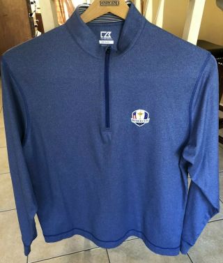 Cutter & Buck Ryder Cup Hazeltine 2016 Mens Sz Medium Golf Pullover/sweater Blue