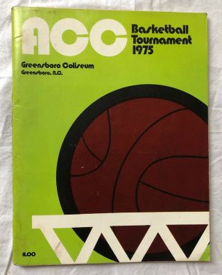 Vintage 1975 Acc Tournament College Basketball Program Unc Duke Maryland