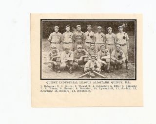 Quincy Industrial All - Stars Illinois 1920 Baseball Team Picture Rare