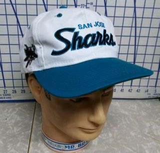 Vintage 90s Sports Specialties Nhl San Jose Sharks Snapback Hat Cap Script Twill