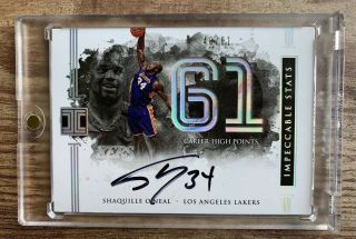 Shaquille O’neal 2016 - 17 Panini Impeccable Stats Auto D 48/61 Ssp Bold Auto