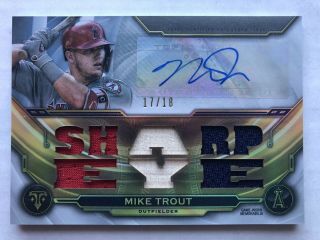 Mike Trout 2019 Topps Tripple Thread Auto ’d Sp /18 Angels Game Relic