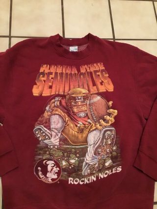 Vtg 90s Salem Florida State Seminoles Rockin Noles Football Sweatshirt Sz.  L