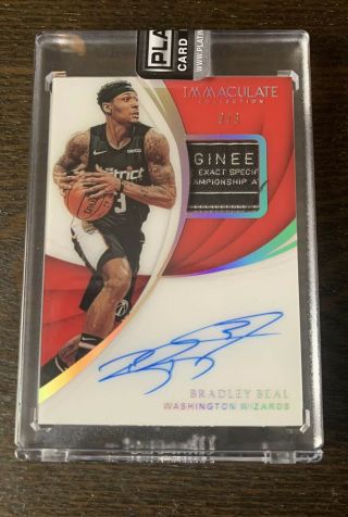 2018 - 19 Immaculate Bradley Beal Patch Auto Tag 3/3 Jersey Number