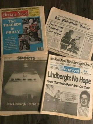 Philadelphia Flyers Pelle Lindbergh Accident Newspapers Hockey News Phila.  Daily