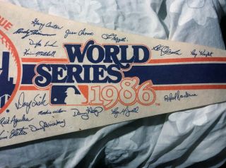 Vintage 1986 York Mets Baseball World Series Champions Souvenir Pennant 3