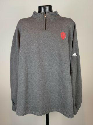 Men’s Adidas Indiana Hoosiers Dark Gray Quarter Zip Cotton Pullover 2xl