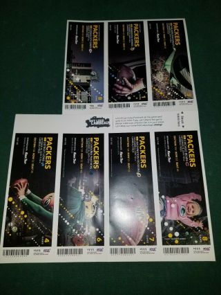Season Ticket Stub Strip Sheet 2019 Green Bay Packers Lambeau Field
