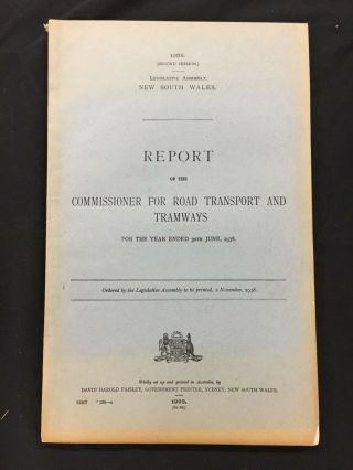 1938 Nsw Parliamentary Report On Transport And Tramways With Maps G111