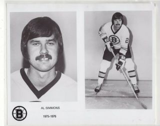 Al Simmons 1975 - 76 Boston Bruins Team Issue 8x10 Nhl Photograph Ahl