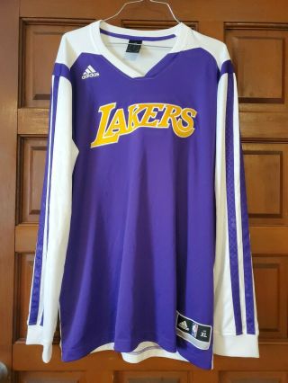 Adidas Los Angeles La Lakers Nba Long Sleeve Warm - Up Shootaround Jersey Shirt Xl