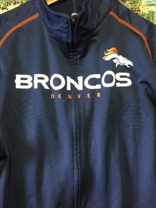V6 - Nfl Denver Broncos Nylon Zip Rain Jacket Hooded Windbreaker Mens Large Blue