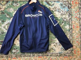 V6 - NFL Denver Broncos Nylon ZIP Rain jacket hooded windbreaker Mens Large Blue 2
