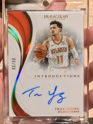 2018 - 19 Panini Immaculate Trae Young Introductions Rc On Card Auto 6/99
