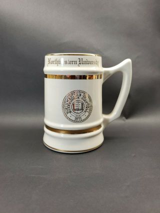 Northwestern University Vintage Ceramic Beer Mug Stein Gold Trim Mid Century EUC 3