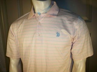 Fairway & Greene Signature Large Pink Stripe Cotton Golf Shirt Everglades Club