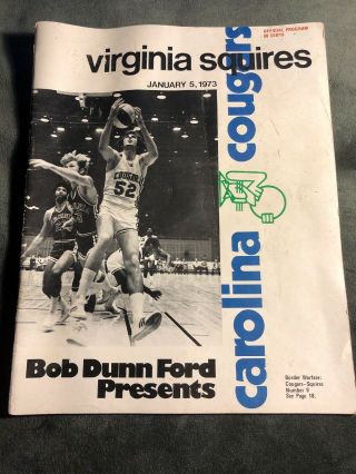 Carolina Cougars Vs Virginia Squires 1972 - 73 Aba Basketball Program (dr.  J)
