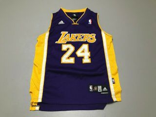 Kobe Bryant 24 Los Angeles Lakers Nba Sewn Adidas Swingman Jersey Youth Size M