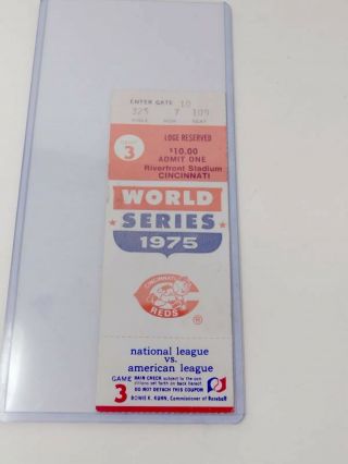 1975 World Series Game 3 Ticket Stub Boston Red Sox Vs Cincinnati Reds