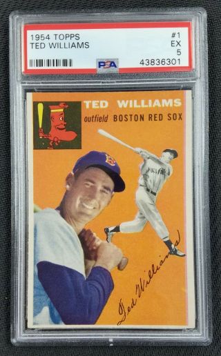 Theodore Ted Williams 1954 Topps 1 Psa 5 Ex Boston Red Sox