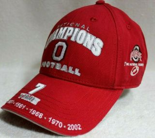 2002 National 7 Time Champions Ohio State Buckeyes Football 3d Red Hat Cap
