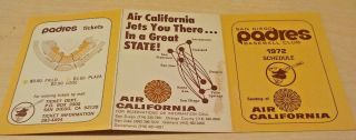 1972 San Diego Padres Pocket Schedule - Air California