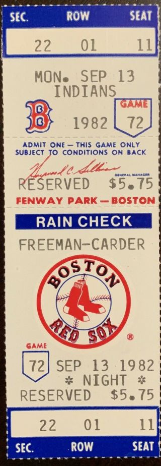 1982 Boston Red Sox Star Oil Can Boyd Mlb Debut First Game Full Ticket Stub
