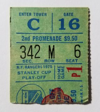 1975 Stanley Cup Playoff Ticket Stub - Ny Rangers Ny Islanders - Nhl Playoff