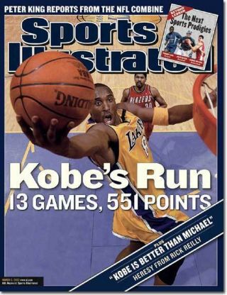 March 3,  2003 Kobe Bryant Los Angeles Lakers Sports Illustrated No Label