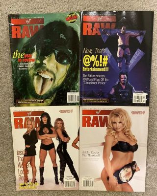 4 Wwf Raw Magazines - 1999 - January,  February,  March,  April - Wwe