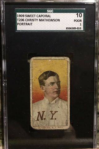 1909 - 1911 T206 Christy Mathewson Portrait Sgc 10 Sc 150 York Giants Hof
