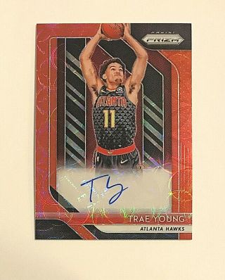 2018 - 19 Panini Prizm Trae Young Rookie Autograph Auto Prizms Choice Red Rc Ssp