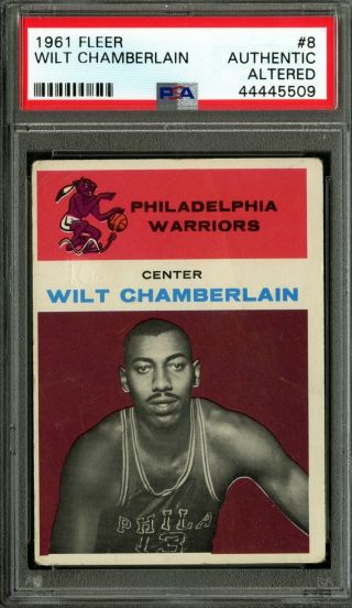 1961 Fleer Basketball 8 Wilt Chamberlain Rookie Warriors Psa Authentic/altered