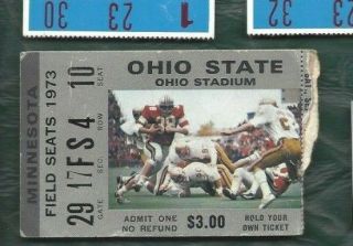 1973 Football Ticket Minnesota Gophers V Ohio State Buckeyes
