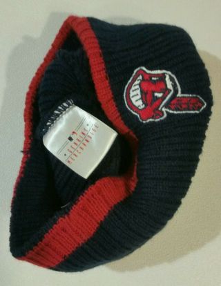 Vtg Rare Cleveland Indians Chief Wahoo Winter/knit/beanie Hat (1114)