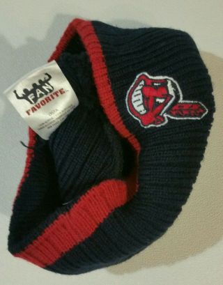 Vtg Rare Cleveland Indians Chief Wahoo Winter/Knit/Beanie Hat (1114) 2