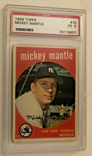Mickey Mantle 1959 Topps 10 Psa 5 Great Colors & Centered - Yankees