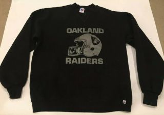 Vintage Oakland Raiders Sweatshirt Size Xl Russell Athletic Black Made Usa